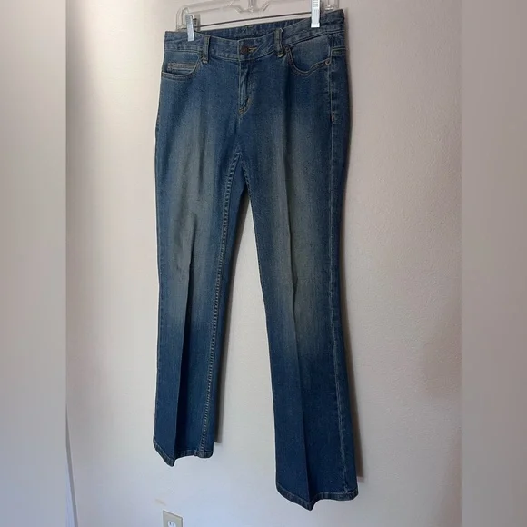 Michael Kors Womens 4 Bootcut Jeans Low Rise Comfort Denim Dark Wash - Picture 1 of 4